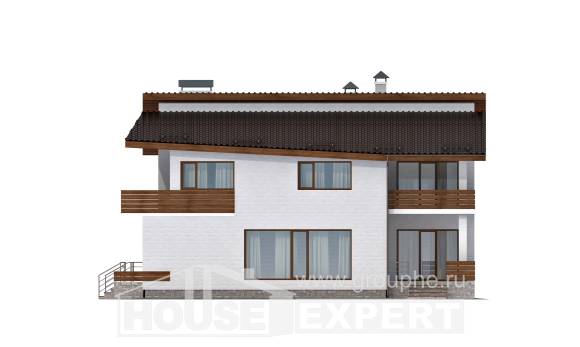 180-009-П Проект двухэтажного дома мансардой, красивый домик из кирпича Алма-Ата, House Expert