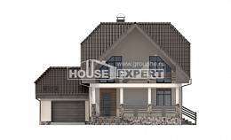 150-001-Л Проект двухэтажного дома мансардный этаж и гаражом, классический загородный дом из арболита, House Expert