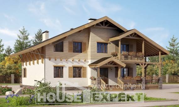 260-001-Л Проект двухэтажного дома с мансардой, красивый загородный дом из кирпича, Петропавловск