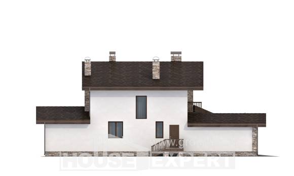 220-001-П Проект двухэтажного дома с мансардным этажом и гаражом, уютный коттедж из пеноблока Семей, House Expert