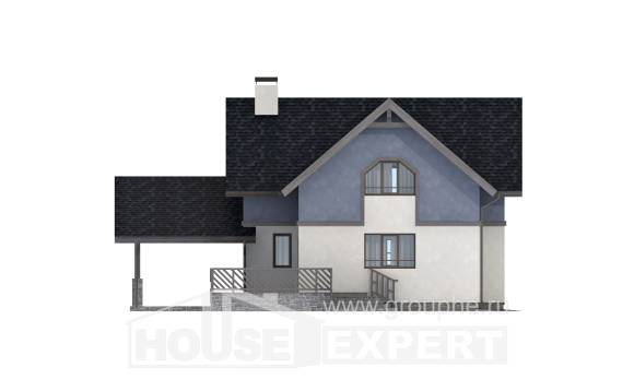 150-011-П Проект двухэтажного дома мансардой и гаражом, уютный коттедж из керамзитобетонных блоков, House Expert
