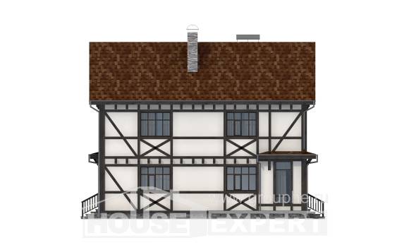180-004-Л Проект двухэтажного дома мансардой, гараж, классический домик из кирпича, Атырау