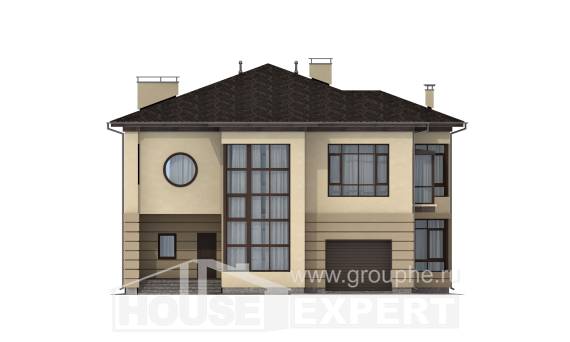 300-006-П Проект двухэтажного дома, гараж, большой коттедж из кирпича Алма-Ата, House Expert