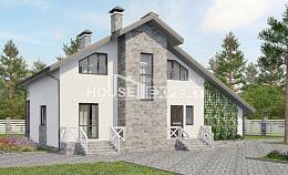 180-017-Л Проект двухэтажного дома мансардный этаж, гараж, классический загородный дом из твинблока, Шымкент
