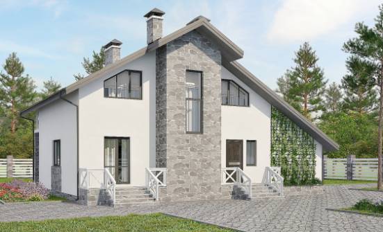 180-017-Л Проект двухэтажного дома с мансардой и гаражом, современный загородный дом из пеноблока, Рудный