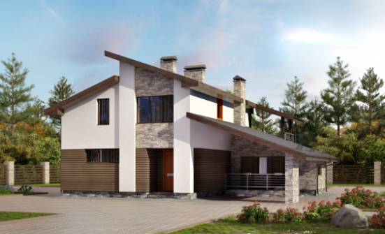 200-010-П Проект двухэтажного дома с мансардным этажом и гаражом, классический домик из бризолита, Темиртау