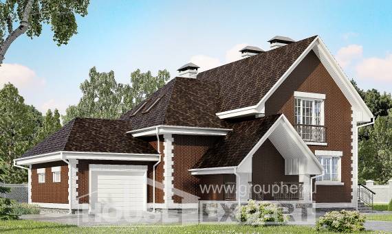 190-003-Л Проект двухэтажного дома мансардный этаж, гараж, современный загородный дом из пеноблока, House Expert