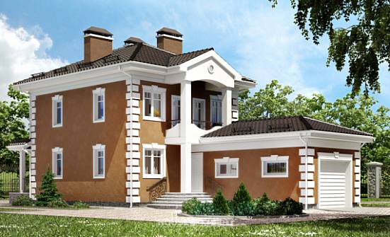 150-006-П Проект двухэтажного дома и гаражом, простой загородный дом из поризованных блоков Тараз | Проекты домов от House Expert