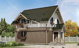 105-001-Л Проект двухэтажного дома мансардой, красивый домик из арболита Уральск, House Expert