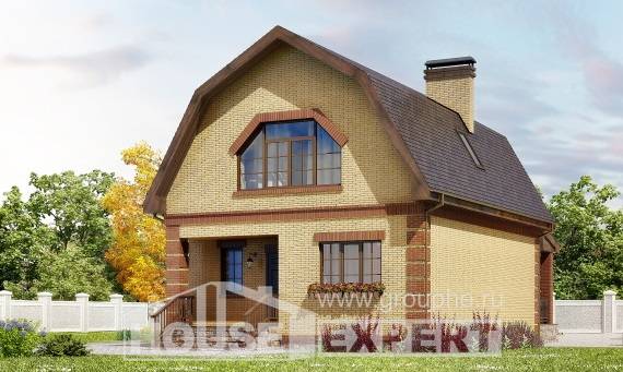 130-005-Л Проект двухэтажного дома мансардой, компактный дом из пеноблока Павлодар, House Expert