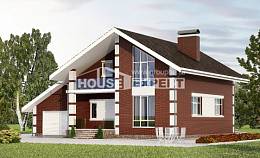 180-001-Л Проект двухэтажного дома с мансардным этажом, гараж, экономичный загородный дом из бризолита, Уральск