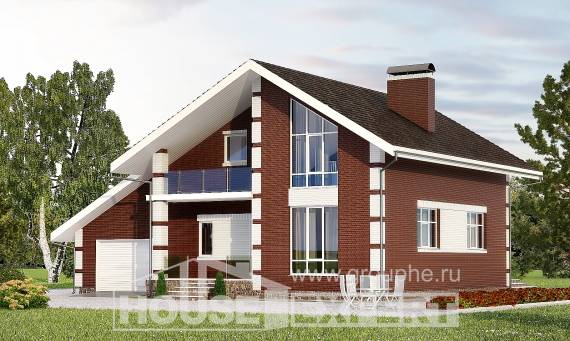 180-001-Л Проект двухэтажного дома с мансардным этажом и гаражом, уютный дом из арболита Рудный, House Expert