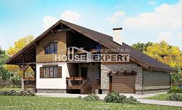 220-005-П Проект двухэтажного дома с мансардным этажом, гараж, средний домик из кирпича Атырау, House Expert