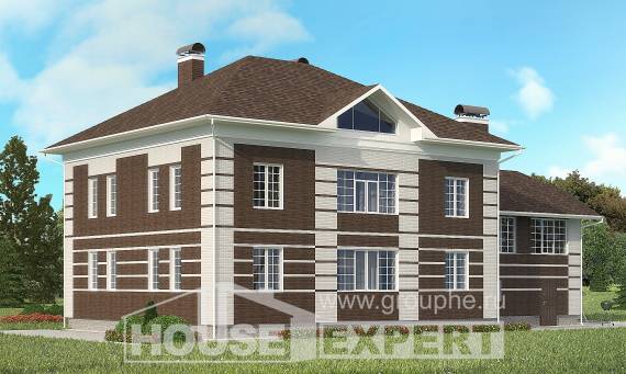 505-002-Л Проект трехэтажного дома и гаражом, классический загородный дом из кирпича Атырау, House Expert
