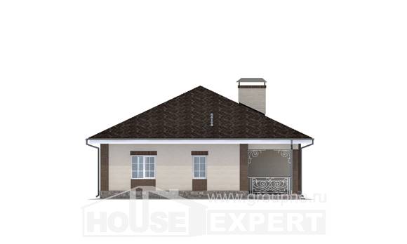 100-004-Л Проект одноэтажного дома, современный домик из поризованных блоков Туркестан, House Expert