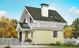 070-001-П Проект двухэтажного дома с мансардой, красивый коттедж из блока Экибастуз, House Expert