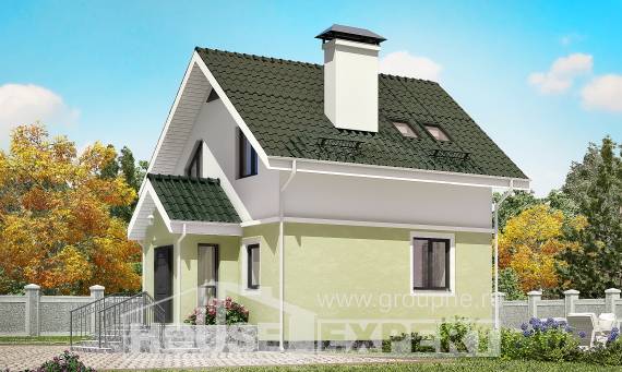 070-001-П Проект двухэтажного дома с мансардой, красивый коттедж из блока Экибастуз, House Expert