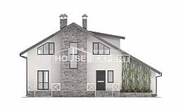 180-017-Л Проект двухэтажного дома с мансардой, гараж, простой коттедж из бризолита, Туркестан