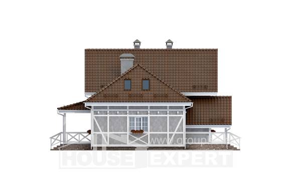160-003-Л Проект двухэтажного дома с мансардным этажом, классический домик из твинблока Шымкент, House Expert