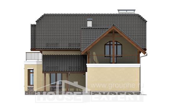 255-003-П Проект двухэтажного дома с мансардным этажом, гараж, красивый загородный дом из теплоблока, Петропавловск