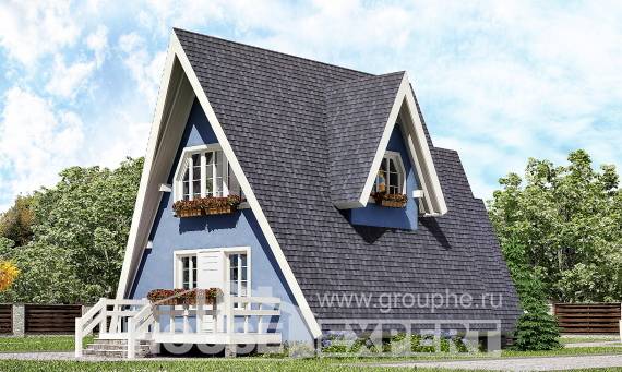 100-002-П Проект двухэтажного дома мансардой, уютный домик из бревен, Темиртау