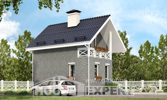 045-001-П Проект двухэтажного дома с мансардой, недорогой коттедж из бризолита, House Expert