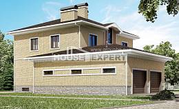 350-002-Л Проект трехэтажного дома, гараж, уютный загородный дом из кирпича Туркестан, House Expert