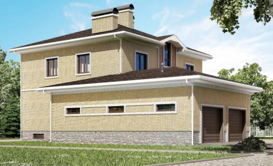 350-002-Л Проект трехэтажного дома, гараж, просторный коттедж из кирпича, Семей