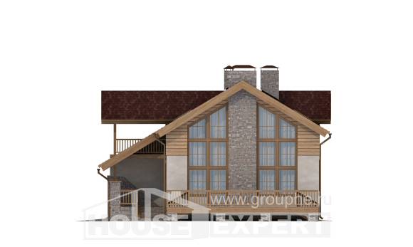 165-002-П Проект двухэтажного дома с мансардным этажом, гараж, компактный дом из теплоблока Алма-Ата, House Expert