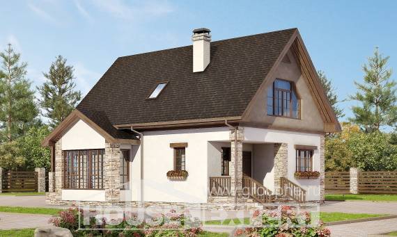 140-002-Л Проект двухэтажного дома с мансардой, красивый дом из теплоблока, Караганда
