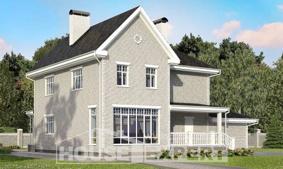 190-001-Л Проект двухэтажного дома и гаражом, простой домик из кирпича Алма-Ата, House Expert