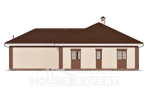 160-015-П Проект одноэтажного дома и гаражом, уютный домик из пеноблока, Астана