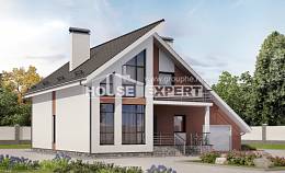 200-007-П Проект двухэтажного дома с мансардой, гараж, уютный загородный дом из арболита, Тараз