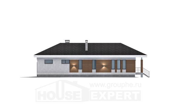 165-001-П Проект одноэтажного дома, гараж, недорогой домик из блока, Алма-Ата