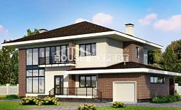 275-002-П Проект двухэтажного дома и гаражом, просторный домик из кирпича Актау, House Expert