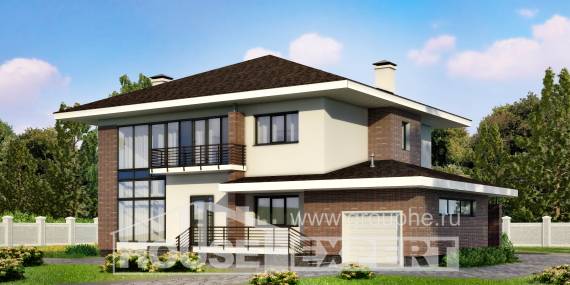 275-002-П Проект двухэтажного дома и гаражом, красивый домик из кирпича Усть-Каменогорск, House Expert