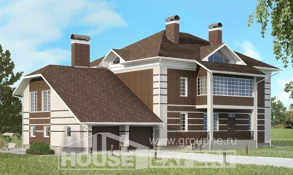 505-002-Л Проект трехэтажного дома и гаражом, современный коттедж из кирпича Атырау, House Expert