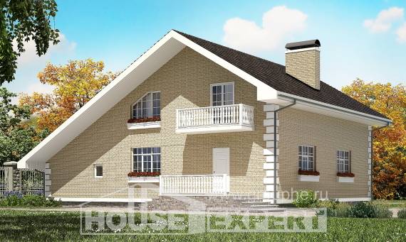190-005-П Проект двухэтажного дома с мансардным этажом и гаражом, современный домик из твинблока, House Expert