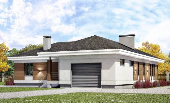 165-001-П Проект одноэтажного дома, гараж, красивый домик из арболита Актау | Проекты одноэтажных домов от House Expert