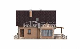140-002-П Проект двухэтажного дома мансардой, недорогой домик из пеноблока Атырау, House Expert
