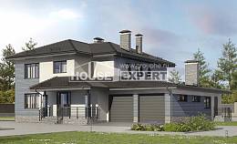 340-005-П Проект двухэтажного дома, гараж, просторный загородный дом из теплоблока Алма-Ата, House Expert