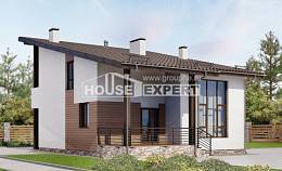 140-005-П Проект двухэтажного дома мансардой, скромный дом из арболита, House Expert