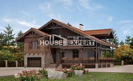 255-002-Л Проект двухэтажного дома мансардой и гаражом, классический коттедж из бризолита Жанаозен, House Expert