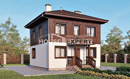 100-006-Л Проект двухэтажного дома, красивый коттедж из бризолита Туркестан, House Expert