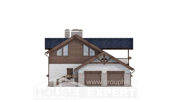 240-002-Л Проект двухэтажного дома мансардой, гараж, уютный домик из бризолита, Талдыкорган