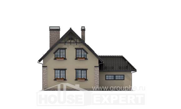 160-005-Л Проект двухэтажного дома с мансардой и гаражом, современный домик из пеноблока, Тараз