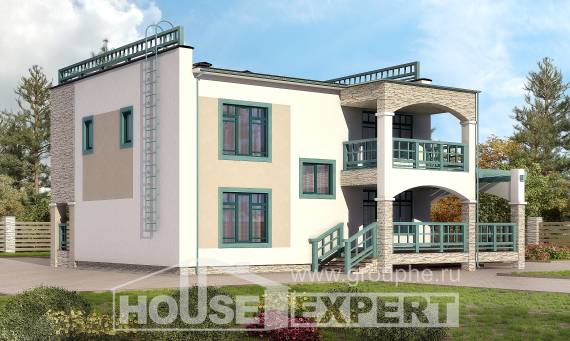150-010-П Проект двухэтажного дома, классический коттедж из кирпича, Петропавловск