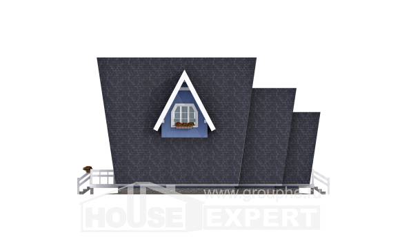 100-002-П Проект двухэтажного дома с мансардным этажом, скромный загородный дом из бревен, Тараз
