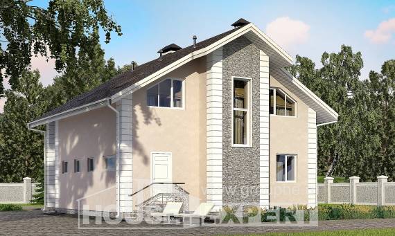 150-002-П Проект двухэтажного дома с мансардным этажом, гараж, компактный коттедж из керамзитобетонных блоков, House Expert