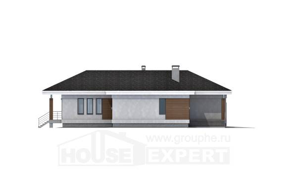 165-001-П Проект одноэтажного дома и гаражом, бюджетный загородный дом из бризолита, Семей